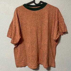 Orange and Green Womens Over Size T shirt size medium